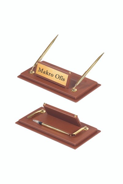 Makroofis 11 Piece Liya Desk Set - Tan Table with Flag