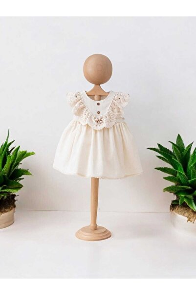 Mymio Yaka Detaylı Kız Bebek Elbise