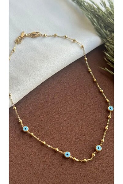 stainles steel Çelik kolye nazar boncuklu dorika zincirli