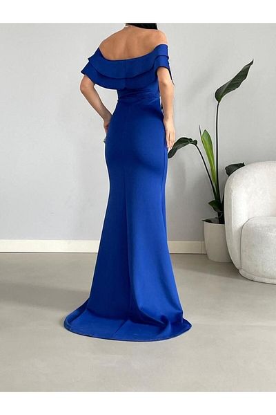 rengamoda Rochie de seară din stofă Diver cu detaliu guler pentru damă