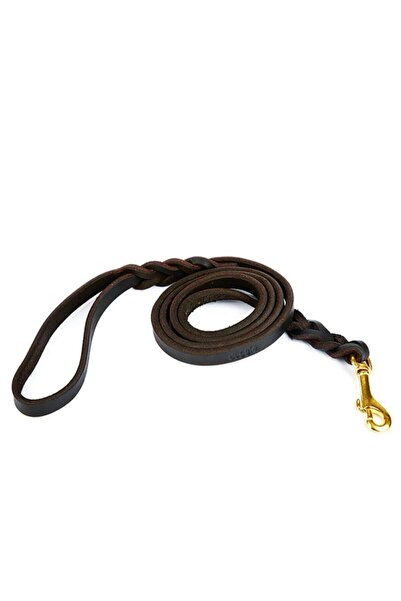 Doggie Yağlı Deri Eğitim Köpek Gezdirme Tasması Large Kahverengi 1,5x160 Cm