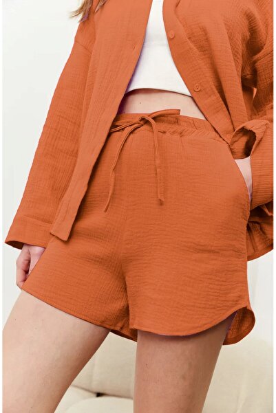 GIA - ART Şile Cloth Linen Shirt Shorts Top-Bottom Set