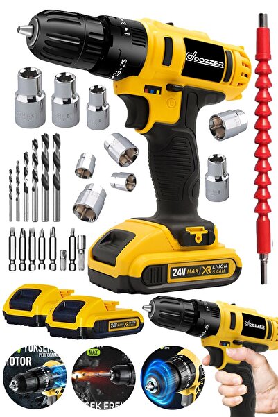 DOZZER Darbeli 24 Volt 5 Amper Bakır Sargılı Isınmaz Motor Çelik Aksam 1750 R...