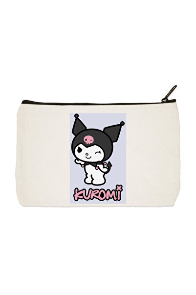 designedfy Комплект от водоустойчива чантичка за грим Kuromi 2 с щампа - калъф за моливи и портфейл