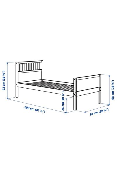 IKEA tek kişilik karyola, açık gri, 90x200 cm