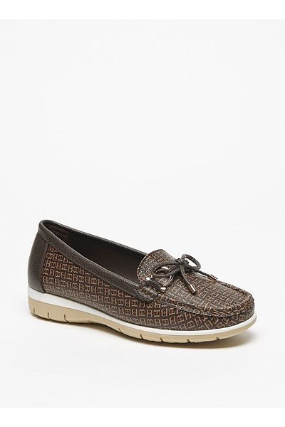 Flora Bella by Shoexpress Flora Bella Textured Slip On Loafers with Bow Accent