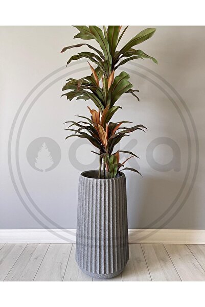 odka Oyuklu Büyük Boy Fiber Saksı Gri Renk 70cm X32cmx40cm
