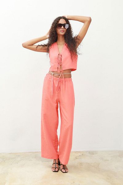 Lijuri Korinna 9862 Model Vest and Trousers Set - Tied