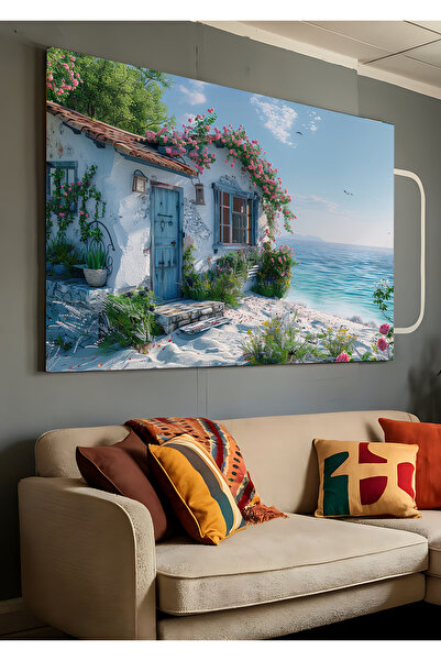 AR AJANS KANVAS TABLO Denize Açılan Alaçatı Evleri Dekoratif Kanvas TABLO