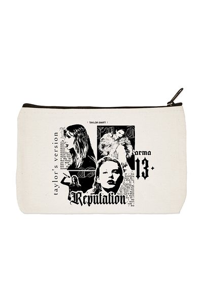 designedfy Taylor Swift Reputation - Αδιάβροχο εμπριμέ υφασμάτινο σετ μακιγιάζ, θήκη για στυλό και πορτοφόλι