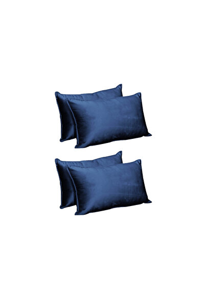 In House طقم وسائد مزخرفة مخملية مكون من 4 قطع بتصميم سادة - 50×30 سم