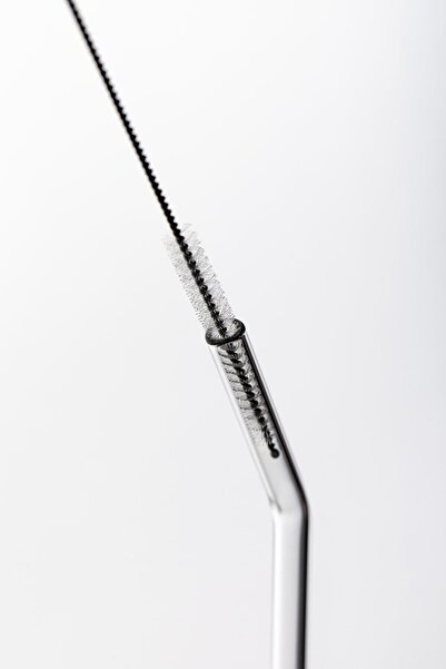 CAMBURADA CAMGEN Nom Trend Glass Straw 8*200 Mm Curved Transparent Brush Set of 6