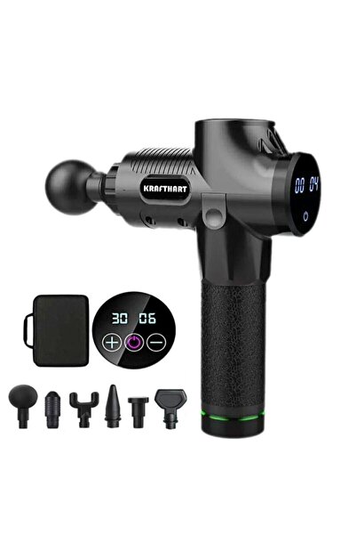 KRAFT HART Masaj Tabancası Aleti 6 Başlıklı Şarjlı 30 Hız Ayarlı