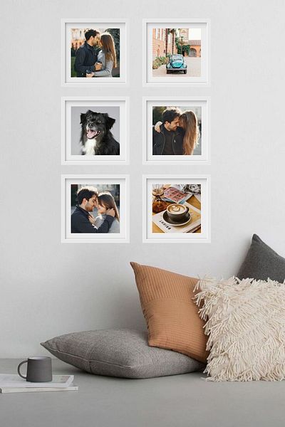CRAFT STR Adhesive Disconnect White Pola Frames - Pack of 5 14x14cm Desktop and Wall Frame