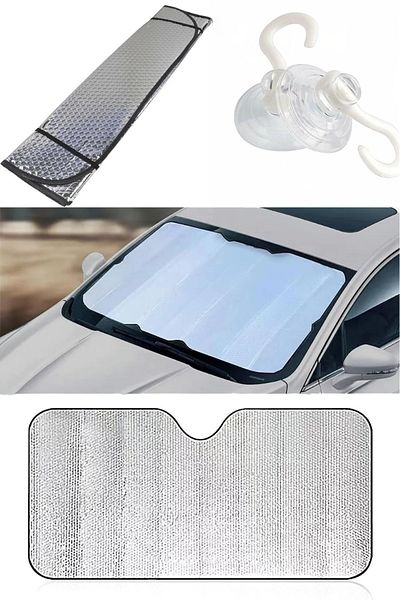 Bonny Home Car Windshield Sunshade - With Suction Cup, Folding Automobile Protective Shade Curtain Umbrella