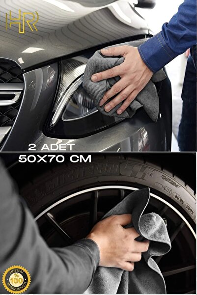HR PAK ( 2 Adet ) Mikrofiber Oto Yıkama Ve Araba Kurulama Bezi Büyük Boy 50x7...