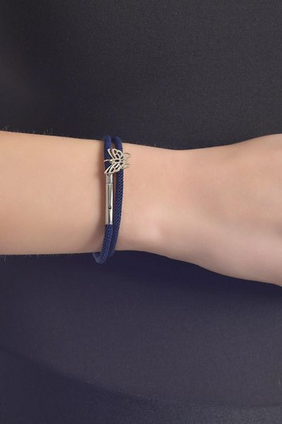 LABALABA WOMEN'S STEEL CLOSURE NAVY BLUE ACRYLIC COIL BRACELET