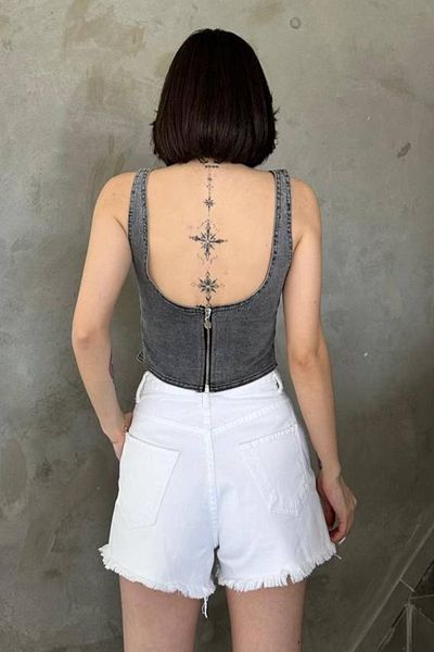 fehika Gray Jeans Denim Jean Blue Bustier - Snow Wash and Back Low Cut