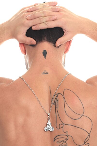 LABALABA Erkek Antik Gümüş Kaplama Spiral Triskelion Kolye