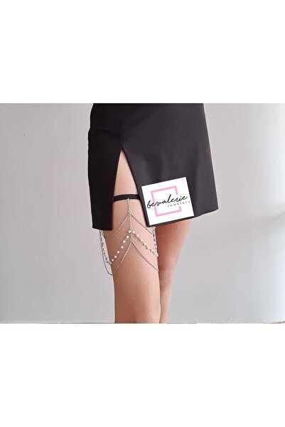 BeValerie Gümüş Renkli Inci Detay Bacak Zinciri