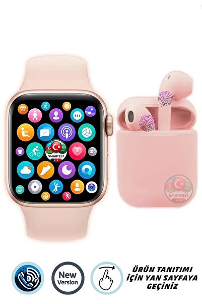 SMARTEST Arama Özellikli ve Tüm Telefonlarla Uyumlu Türkçe Yeni Versiyon Akıllı Saat ve Bluetooth Kulaklık