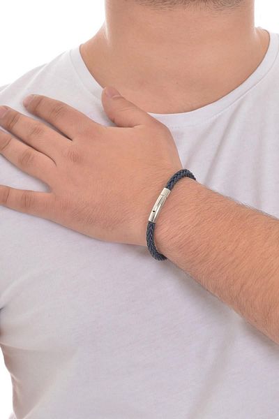 LABALABA Men's Navy Blue Leather Bracelet
