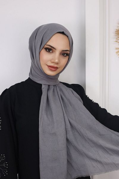 feronis Hijab Women's Bamboo Shawl Model - Smoke