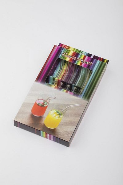 CAMBURADA CAMGEN Nom Trend Glass Straw 8*200 Mm Curved Transparent Brush Set of 6