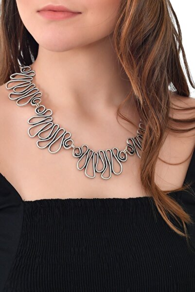 LABALABA Kadın Antik Gümüş Kaplama Dalgalar Kolye