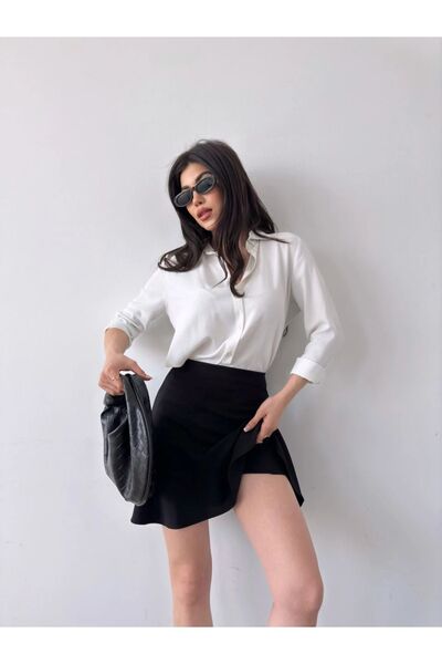 TakıDolabı تنورة قصيرة كريب سوداء - تفاصيل دولاب الموازنة