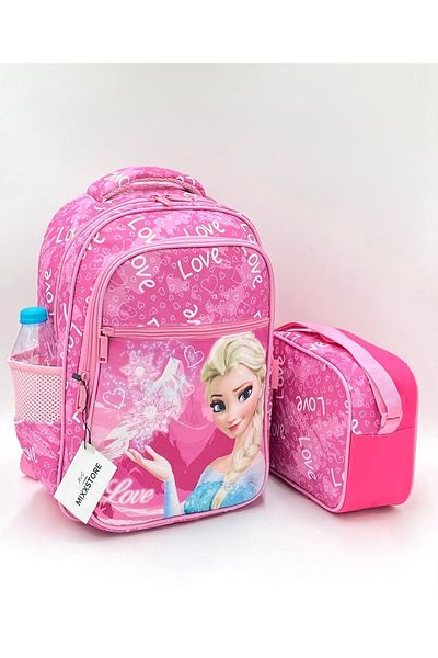 ms mixxstore Rucsac de școală primară cu model de dragoste de culoare roz cu nutriție ortopedică