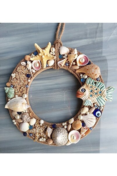 lolipophobi Deniz Temalı Kapı Süsü, Deniz Kabukları, Kapı Çelenk, Kapi Önü Ak...