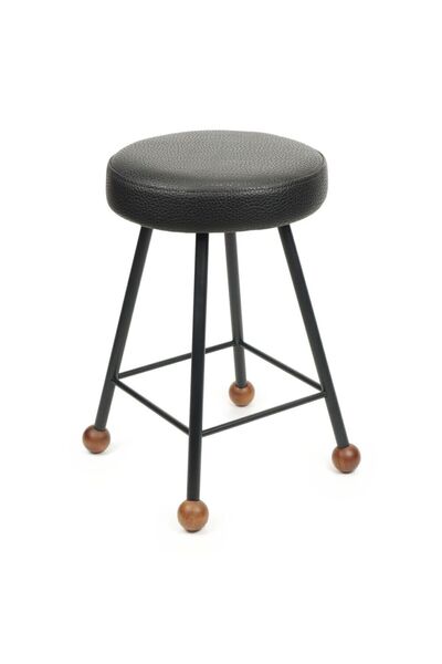 Wood Stone Art Tabure Sandalye 47 Cm Bar Taburesi Döşemeli Demir Ayaklı Ahşap...
