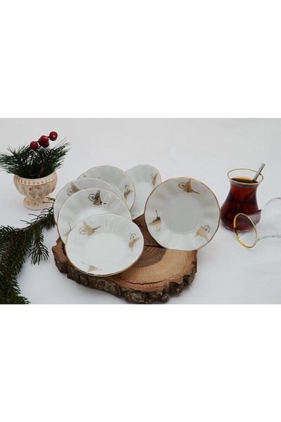 İpek Porselen Acem Tea Plate with Tughra 6 Pieces