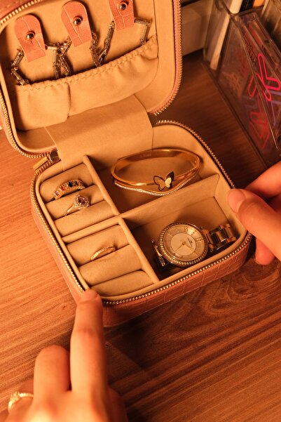 Genel Markalar Deri Takı Kutusu - Şık Düzenleyici Mini Deri Takı Organizeri