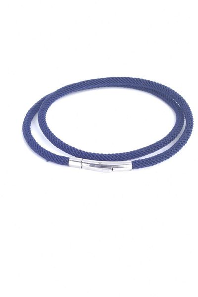 LABALABA MEN'S STEEL CLOSURE NAVY BLUE ACRYLIC COIL BRACELET