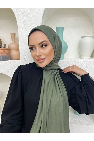 useev Combed Cotton Shawl Khaki Green 0001
