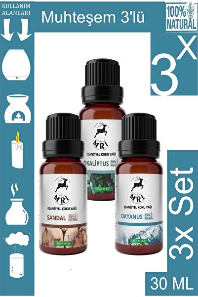 MRl Muhteşem Üçlü Sandal, Okyanus, Okaliptus %100 Saf Ve Doğal Uçucu Yağ, Dif...