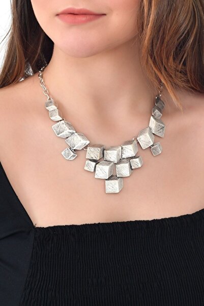 LABALABA Kadın Antik Gümüş Kaplama 3 Boyutlu Kolye