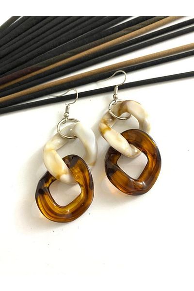 canan dizayn Acrylic Large Earrings Beige-brown