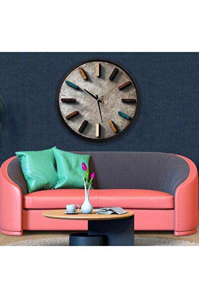 EMYA HOME Stone Kanvas (Ahşap) Duvar Saati - 70 cm