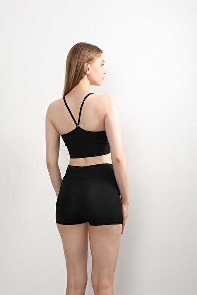 missmaral Black High Waist Mini Boxer and Bustier - Rope Strap Sports Set 3080