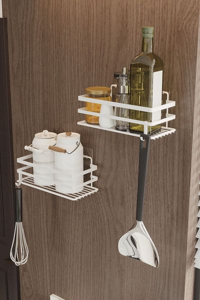 SUNTEL BANYO VE MUTFAK AKSESUARLARI Σετ 2 Αυτοκόλλητα Μεταλλικά Ράφια Μπαχαρικών - Σετ Οργάνωσης Κουζίνας