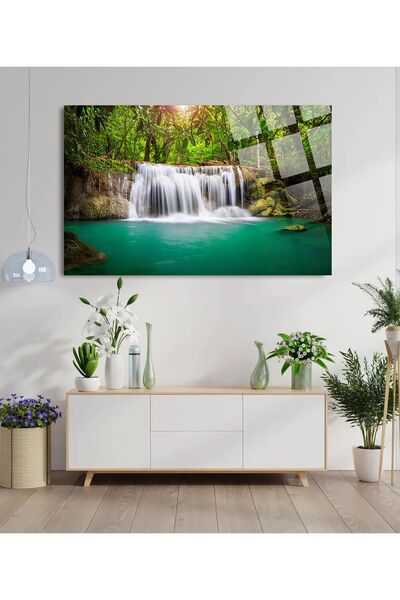 TAULART Γυάλινος πίνακας ζωγραφικής με σκηνικό καταρράκτη, δώρο για το σπίτι ...