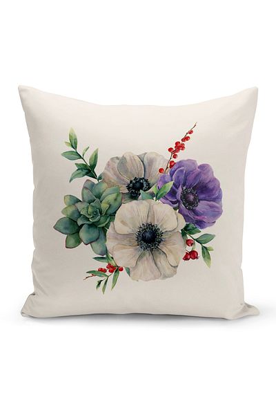 Bertille Home Flower Series Double Sided Digital Printed Throw Pillow Case (Cushion Cover)