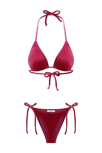 AQUELLA Σετ μπικίνι με βελούδινη υφή Cherry Rot Triangle
