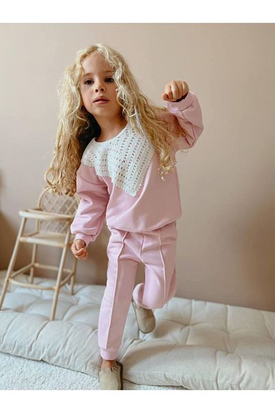 anonim Lace Collar Tracksuit Set