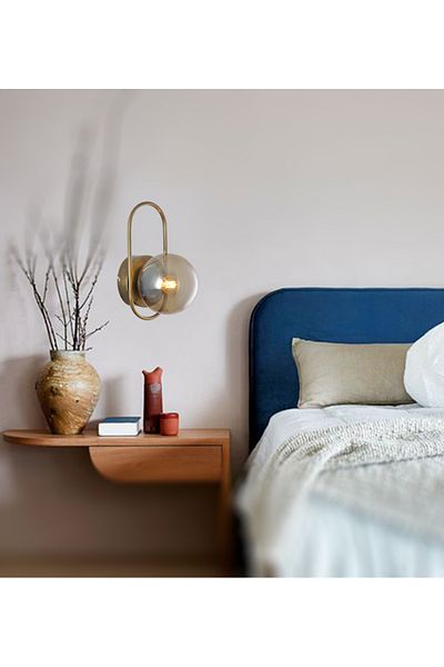 TT AYDINLATMA TT5002-ESK Single Sconce - Honey Glass Lighting Antique Coating