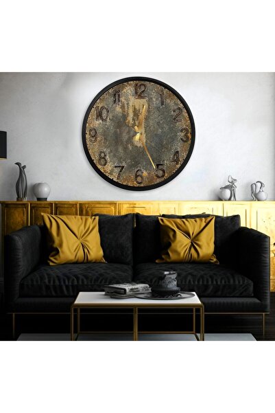 EMYA HOME Vintage Kanvas (Ahşap) Duvar Saati - 70 cm