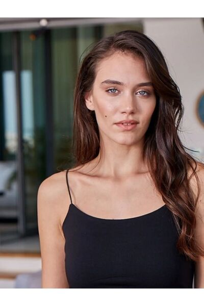 Berrak Women's Black 3 Pack Lycra Rope Strap Undershirt ELF568BER2128CCM3